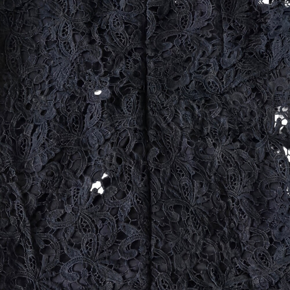 Lace Cocktail Dress Navy Floral Sheath Evening Quiet Luxury - Picture 7 of 7